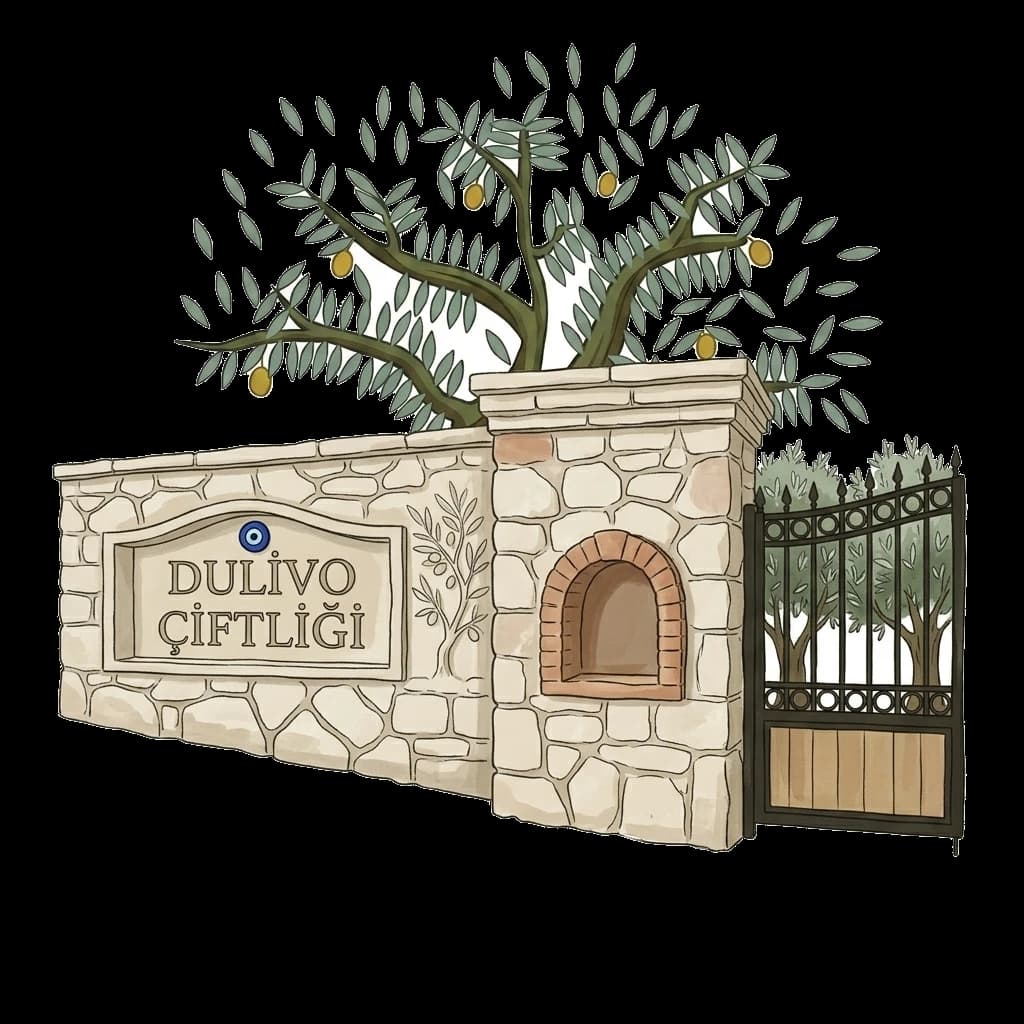 Dulivo Zeytin Ağacı Çiftliği taş giriş kapısı